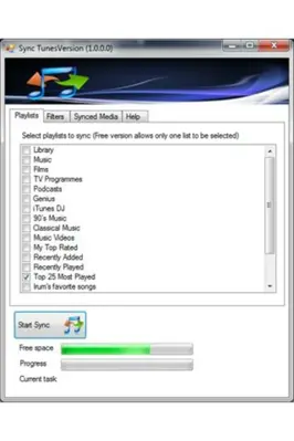 Sync Tunes Free android App screenshot 0